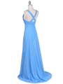1018 Sky Blue Chiffon Evening Dress - Sky Blue, Back View Thumbnail