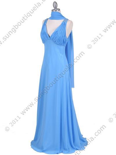 1018 Sky Blue Chiffon Evening Dress - Sky Blue, Alt View Medium