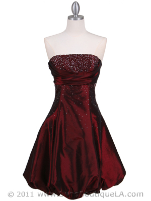 101 Burgundy Beaded Bubble Dress, Burgundy