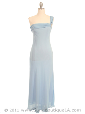 101 Light Blue Evening Dress with Rhinestone Pin, Light Blue