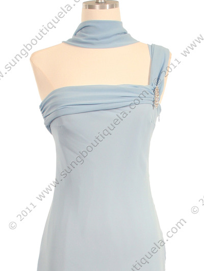 101 Light Blue Evening Dress with Rhinestone Pin - Light Blue, Alt View Medium