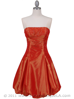 101 Orange Beaded Bubble Dress, Orange