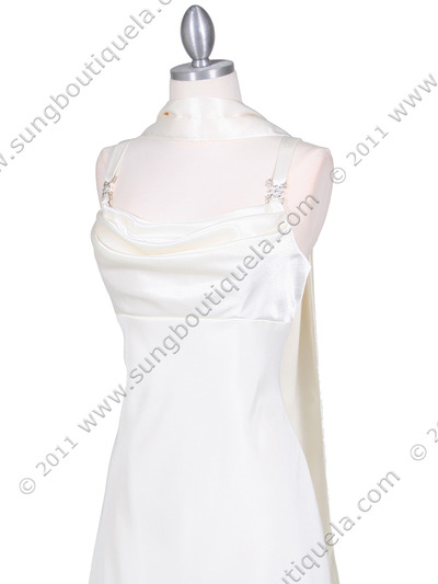 1021 Ivory Satin Top Cocktail Dress - Ivory, Alt View Medium
