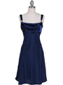 1021 Navy Satin Top Cocktail Dress - Navy, Front View Thumbnail