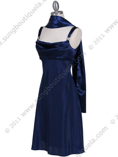 1021 Navy Satin Top Cocktail Dress - Navy, Alt View Medium