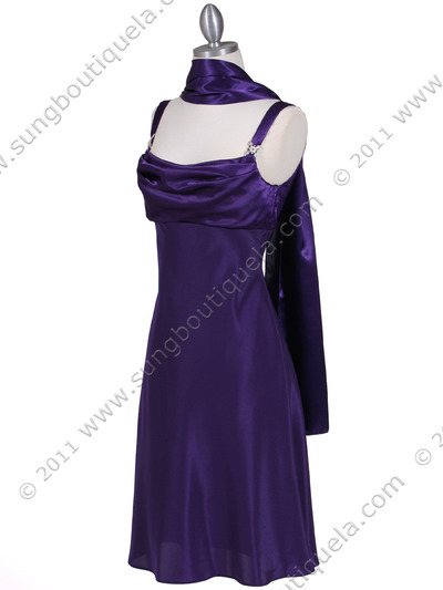1021 Purple Satin Top Cocktail Dress - Purple, Alt View Medium