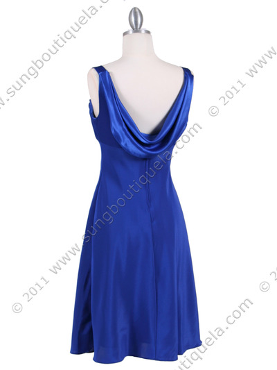 1021 Royal Blue Satin Top Cocktail Dress - Royal Blue, Back View Medium