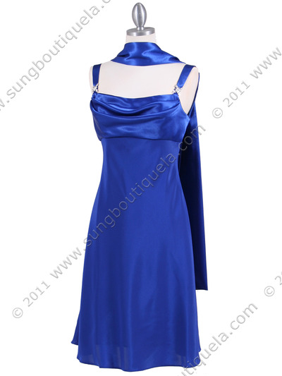 1021 Royal Blue Satin Top Cocktail Dress - Royal Blue, Alt View Medium