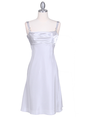 1021 Silver Satin Top Cocktail Dress, Silver