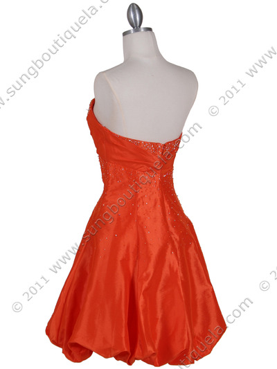 102 Orange Beaded Bubble Dress - Orange, Back View Medium