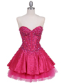 1035 Hot Pink Beaded Party Dress - Hot Pink, Front View Thumbnail