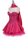 1035 Hot Pink Beaded Party Dress - Hot Pink, Alt View Thumbnail