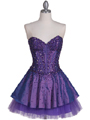 1035 Purple Beaded Party Dress - Purple, Front View Thumbnail