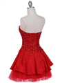1035 Red Beaded Party Dress - Red, Back View Thumbnail