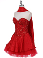 1035 Red Beaded Party Dress - Red, Alt View Thumbnail