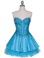 1035 Turquoise Beaded Party Dress - Turquoise, Front View Thumbnail