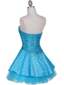 1035 Turquoise Beaded Party Dress - Turquoise, Back View Thumbnail