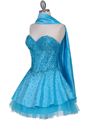 1035 Turquoise Beaded Party Dress - Turquoise, Alt View Thumbnail