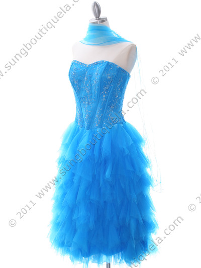 1036 Ocean Blue Tiered Homecoming Dress - Ocean Blue, Alt View Medium