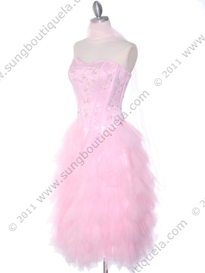 1036 Pink Tiered Homecoming Dress - Pink, Alt View Medium