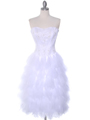 1036 White Tiered Homecoming Dress - White, Front View Thumbnail