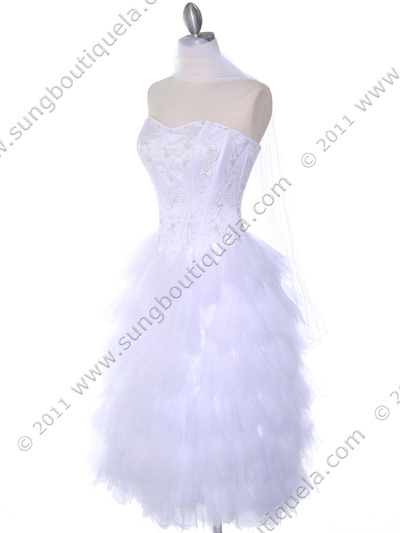 1036 White Tiered Homecoming Dress - White, Alt View Medium