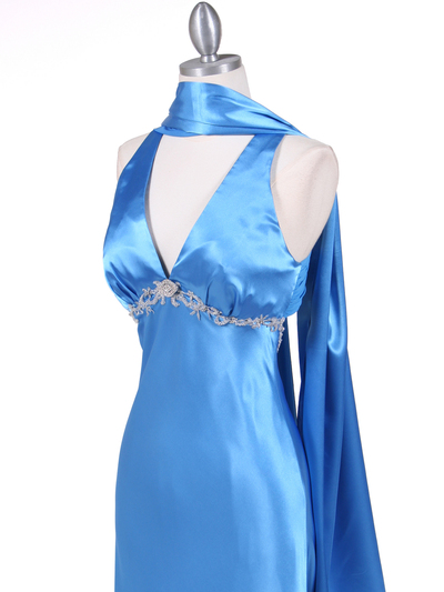 1042 Blue Charmeuse Evening Dress - Blue, Alt View Medium