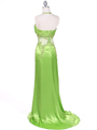1045 Lime Charmeuse Halter Evening Gown - Lime, Back View Thumbnail