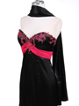 1047 Black Strapless Satin Evening Dress - Black Fuschia, Alt View Thumbnail