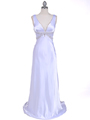 1050 White Draped Back Evening Gown - White, Front View Thumbnail