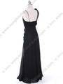 10530 Black One Shoulder Chiffon Evening Dress - Black, Back View Thumbnail