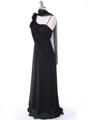 10530 Black One Shoulder Chiffon Evening Dress - Black, Alt View Thumbnail