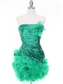 10622 Green Strapless Ruched Cocktail Dress - Green, Front View Thumbnail