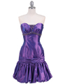 1076 Purple Beaded Bubble Dress - Purple, Front View Thumbnail