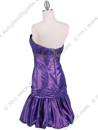 1076 Purple Beaded Bubble Dress - Purple, Back View Medium