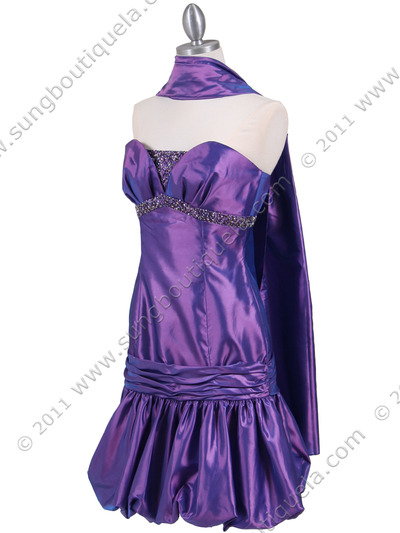 1076 Purple Beaded Bubble Dress - Purple, Alt View Medium