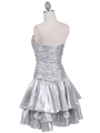1078 Silver Tiered Cocktail Dress - Silver, Back View Thumbnail