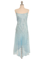 1080 Baby Blue 3/4 Length Floral Laced Dress - Baby Blue, Front View Thumbnail