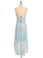 1080 Baby Blue 3/4 Length Floral Laced Dress - Baby Blue, Back View Thumbnail