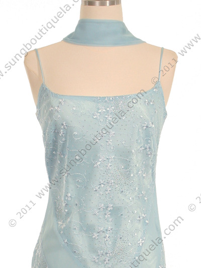 1080 Baby Blue 3/4 Length Floral Laced Dress - Baby Blue, Alt View Medium