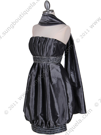 1091 Charcoal Strapless Sequin Cocktail Dress - Charcoal, Alt View Medium