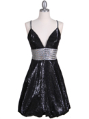 1093 Black Sequin Cocktail Dress, Black