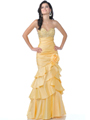 10 Yellow Strapless Taffeta Prom Dress - Yellow, Front View Thumbnail