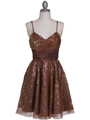 1103 Brown Sequin Cocktail Dress - Brown, Front View Thumbnail