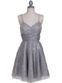 1103 Silver Sequin Cocktail Dress - Silver, Front View Thumbnail