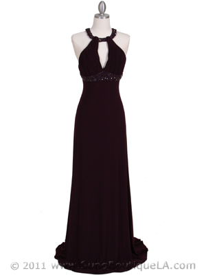 1104 Purple Embellished Jersey Gown, Purple