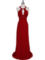 1104 Red Embellished Jersey Gown - Red, Front View Thumbnail