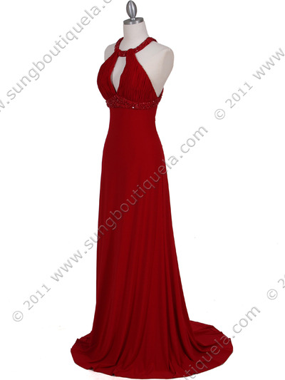 1104 Red Embellished Jersey Gown - Red, Alt View Medium