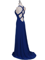 1104 Royal Blue Embellished Jersey Gown - Royal Blue, Back View Thumbnail