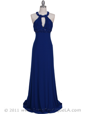 1104 Royal Blue Embellished Jersey Gown, Royal Blue